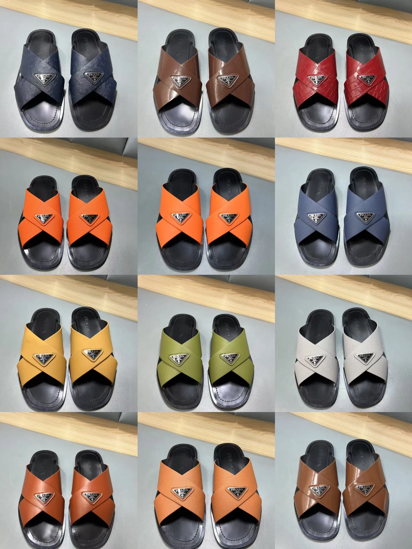 340💰PRADA Prada’s latest slippers are synchronized with the official website. This slipper is made of the brand’s unique and iconic Saffiano leather. The brand logo jumps out from the double straps, and the brand style is clearly visible. Cowhide gives men elegant charm and functional design, making it an ideal choice for vacation and leisure. Size:38-45